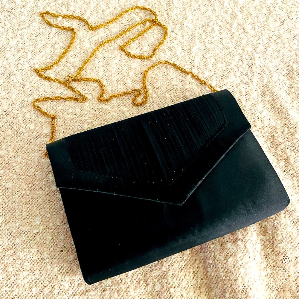Vintage Carla Marchi evening bag, black satin